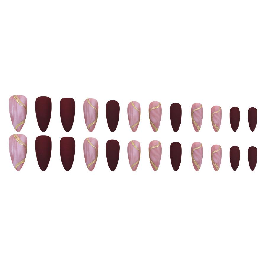 24 de bucăți de tablete pentru arta unghiilor în stil migdale mate, model cu sclipici aurit dulce și rece
