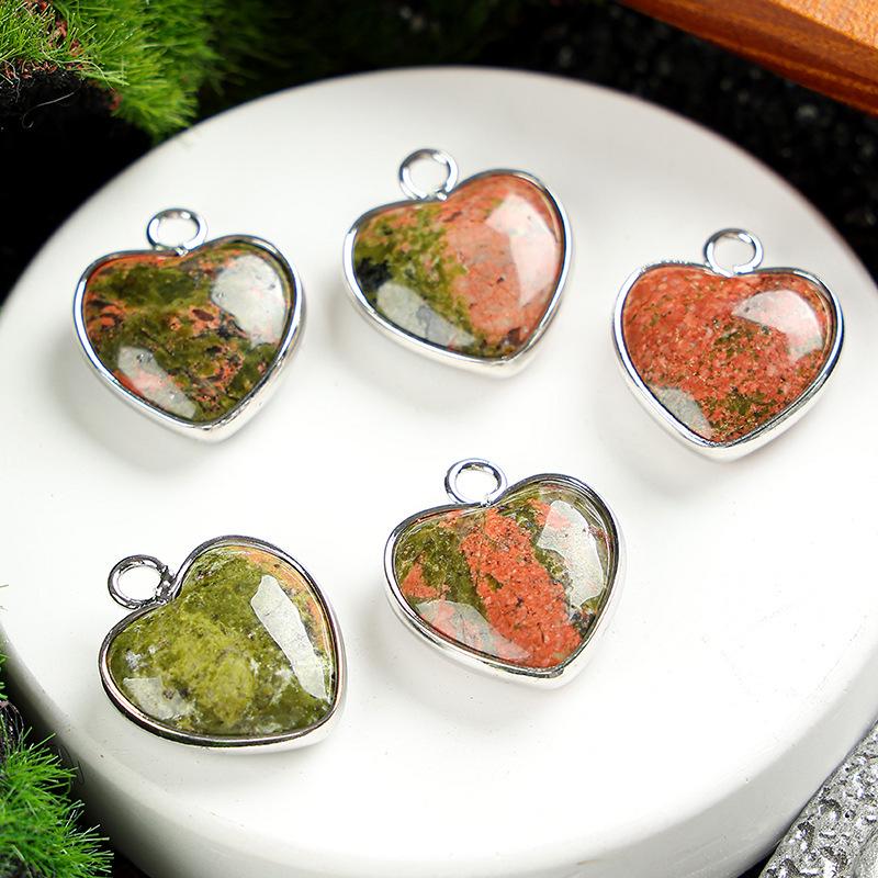 Heart-Shaped 15x19mm Natural Amethyst Agate Jade Bezel Pendant for DIY Jewelry Making