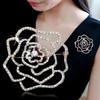 Badge Hollow Camellia Brooch Korean Style Rhinestone Brooch Temperament Suit Collar Pin  Decoration