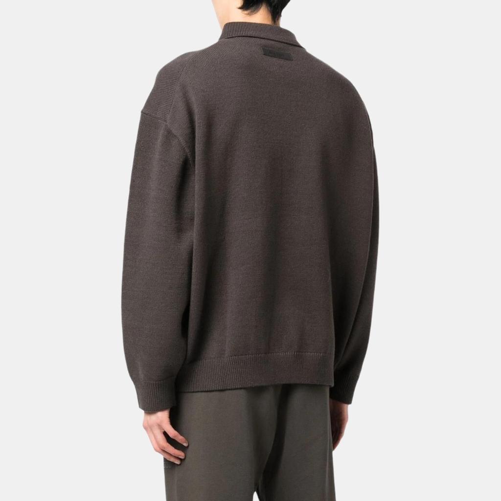 Fear of God Essentials Knit Long-Sleeve Polo Off Black Men Tops 192BT222180F