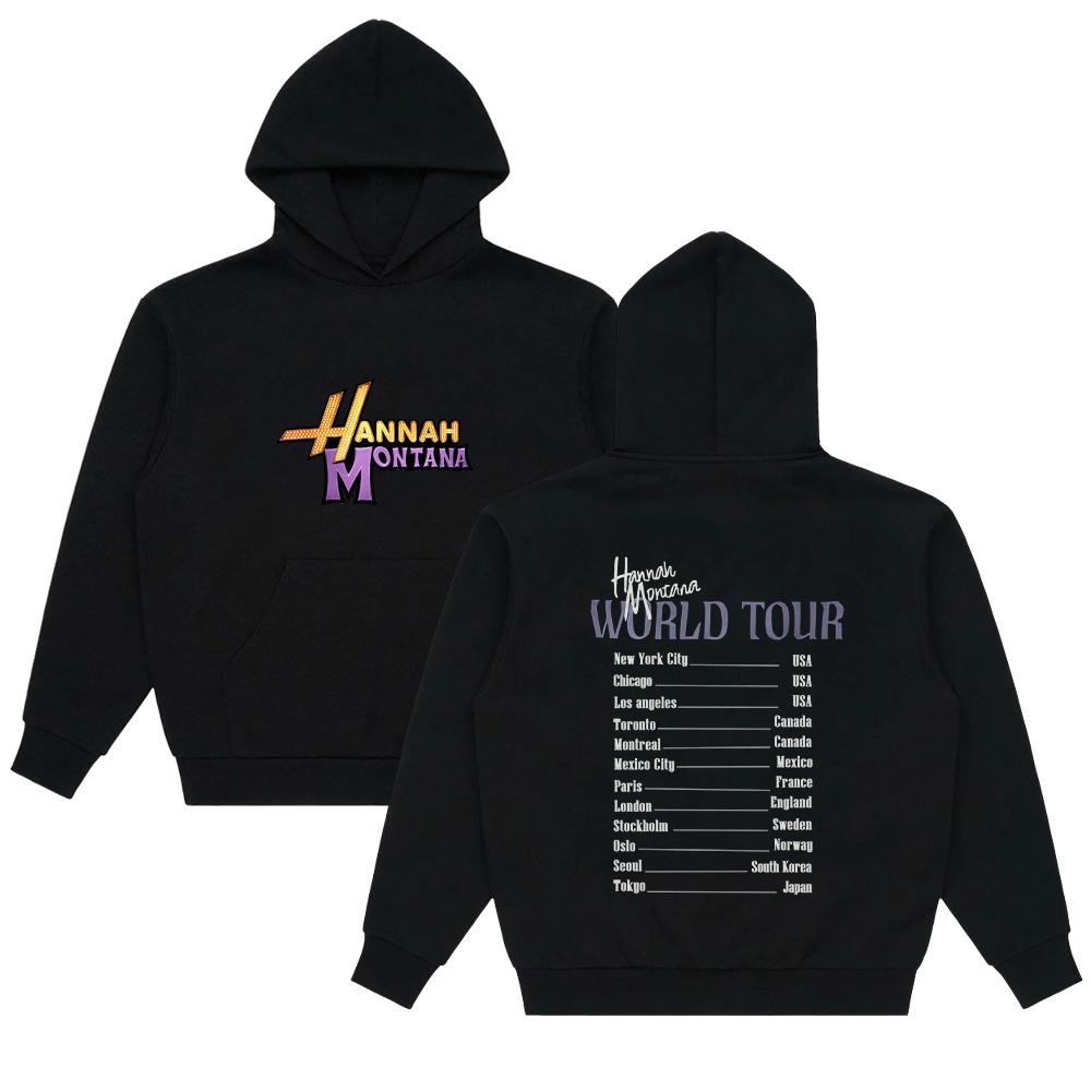 

Vintage Hannah-Montana World Tour 2026 Hoodies Music Sweatshirts Men Women Casual Long Sleeve Pullovers Fashion Y2K Hoody XS чёрный