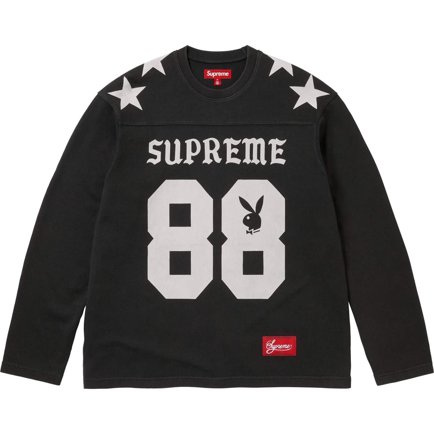 777130 Supreme x Playboy L/S Football Top Black M