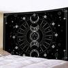 Mysterious Sun & Moon Tapestry Wall Hanging - Black & White Astrology Chart Decor, Suitable for Living Room/Bedroom