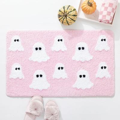 Tapete de Chão de Halloween Absorvente Fantasma Tapete de Banheiro Antiderrapante Abóbora Tapete de Chuveiro para Decoração de Feriado Banheiro Cozinha Varanda