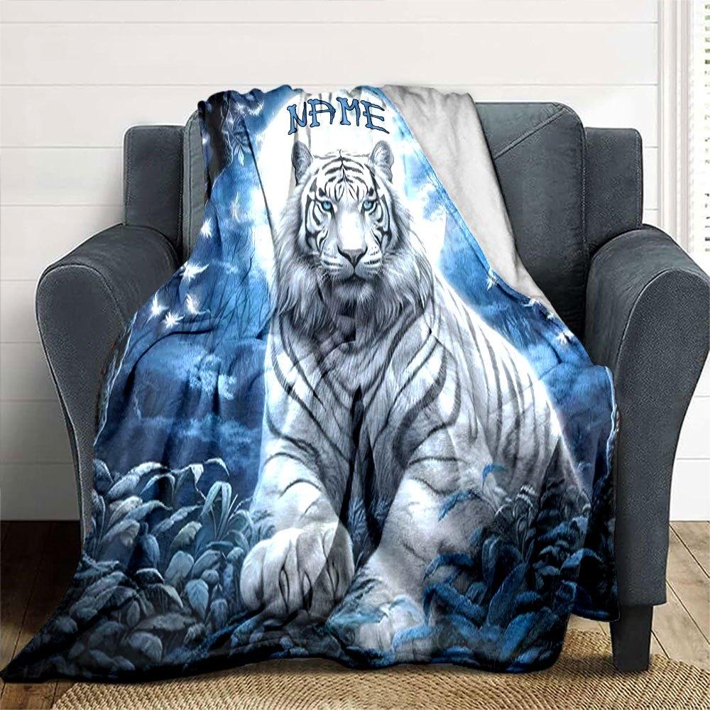 White Tiger Forest Moonlight Home Custom Blanket Soft Comfortable And Light Suitable For Picnics Sofa Rest And Also An Ideal Gift For Friends And