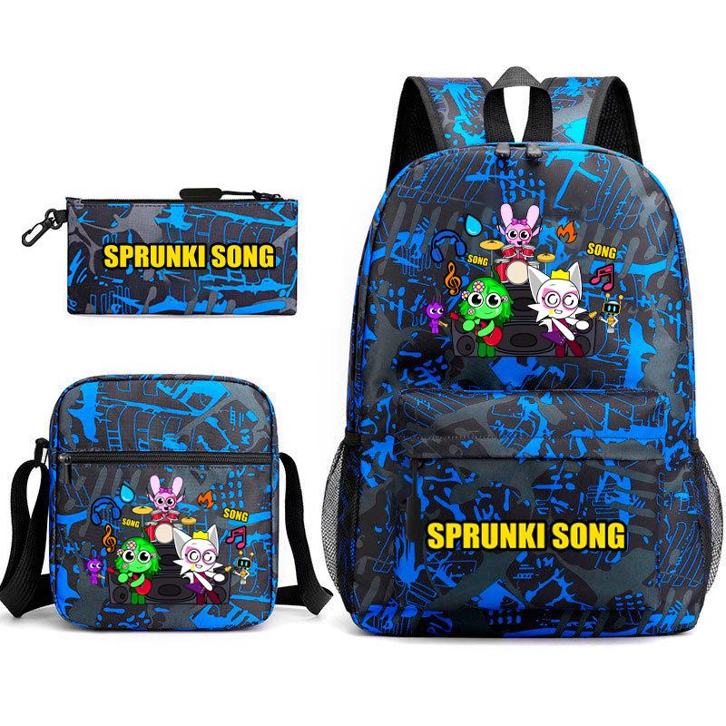 3D New Game Rhythm Box Sprunki School Bag Backpack Elementary and Secondary School Backpack Crossbody Bag Pencil Bag D