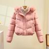 2025 winter new big fur collar cotton clothes women's Korean version slim fit small with thickened hooded jacket