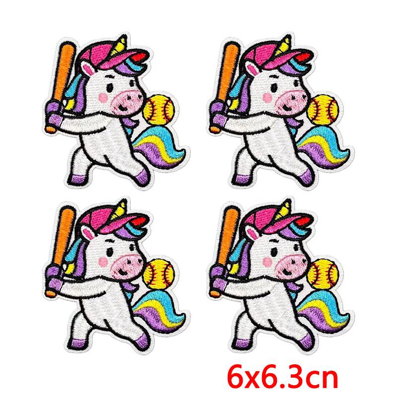 10PCS Softball Themed Iron On Patches, Softball Bow & Unicorn Embroidery Patches, Patches for Clothing DIY Decoration
