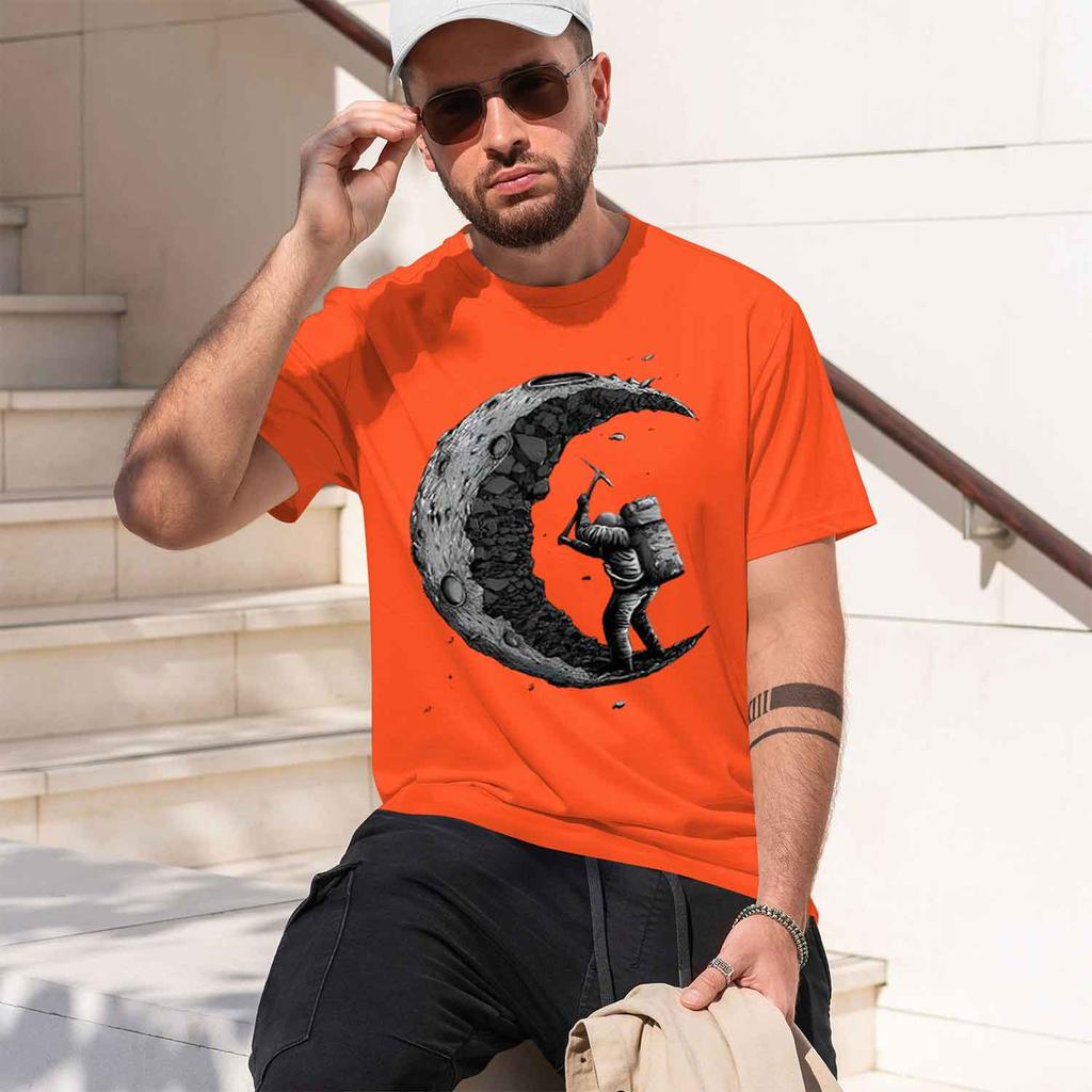 2026 New Model Unisexs Summer 100 Cotton Fashionable Casual Sports Loose Landing Pattern Printed Round Neck Short Sleeved Tshirt