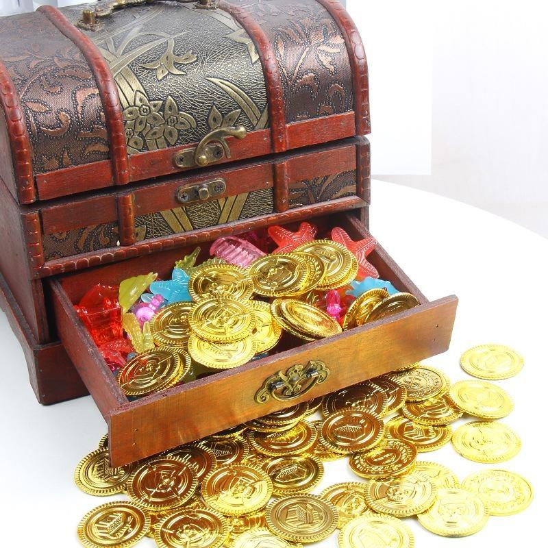 10 Stück Piraten Goldmünzen Plastik Goldmünzen Requisiten Spielzubehör Lustiges Spielzeug zum Spielen für Kinder Kinder Goldmünzen Requisiten (golden)
