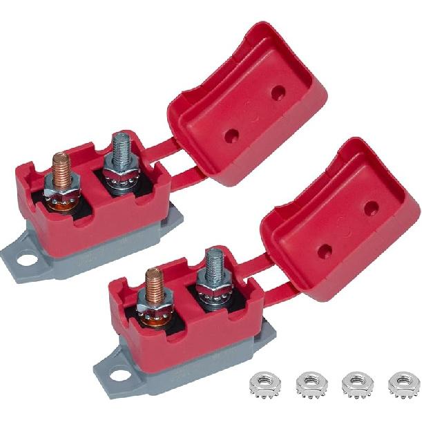 Auto Reset Circuit Breaker, Stud Type Circuit Breakers With Cover, 12V - 24V DC 30 Amp For RV Marine Boat Trolling, Car Engines And More 4PCS