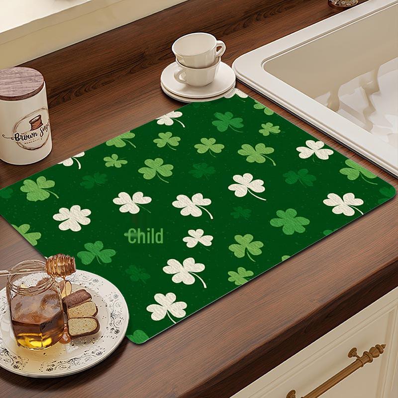 St. Patrick s Day Diatom Mud Water-Absorbing Mat for Kitchen & Bar 30*40cm Diatom Mud