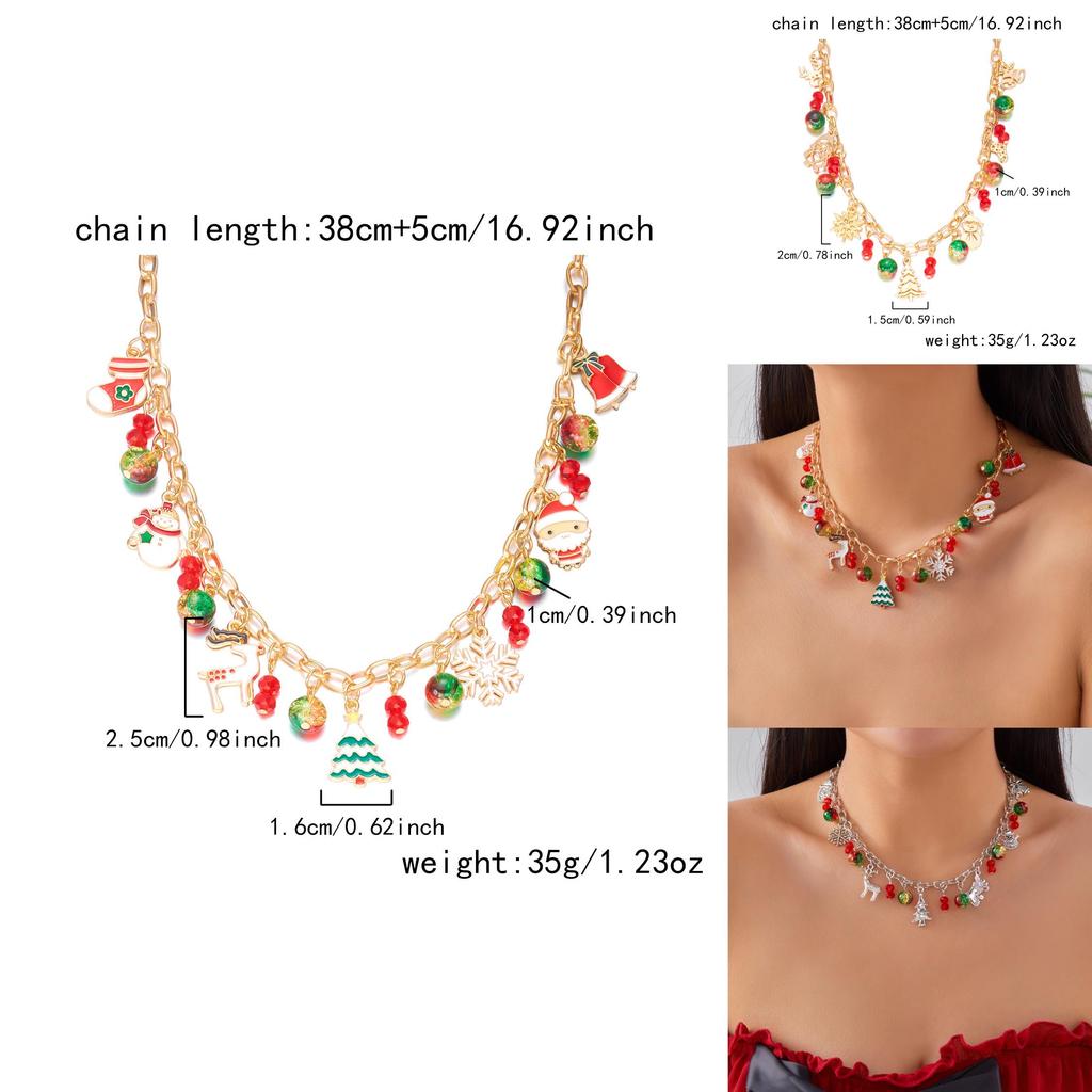 Colier cu Pandantiv Moș Crăciun de Sărbători cu Lanț din Aliaj pentru Ținută de Petrecere