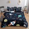 Universe Planet Rocket 3DCartoon   Microfibre Bedding Sets Children's Bed Linen with Zip Room Decor  Duvet Cover  Adult Duvet