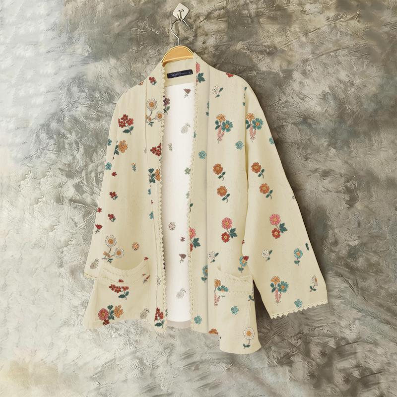 ZANZEA Women Floral Print Loose Casual Long Sleeve Thin Cardigans