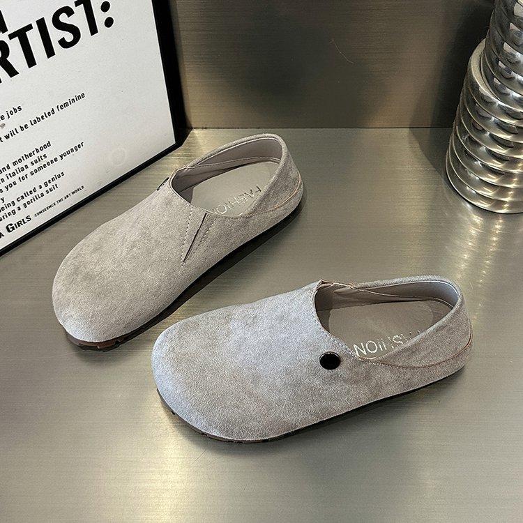 

Soft leather version~ retro style Lefu Doudou shoes women s 2025 spring new big head flat bottom two wear casual lazy shoes 40