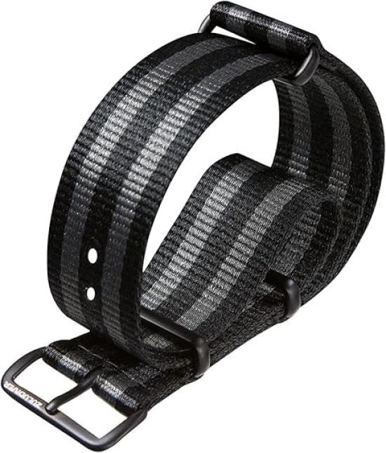 ZULUDIVER Classic Bond 1973 British Cadet Nylon Watch Black Gray Satin Buckle 22mm Band, & - -