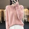 Autumn Women's Loose Fit Long Sleeve Pure Wool Cardigan Sweater
