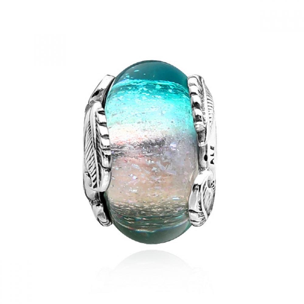 

Pandora Curved Feather Multicolor Murano Glass Silver Charm 792577c00 792577C00