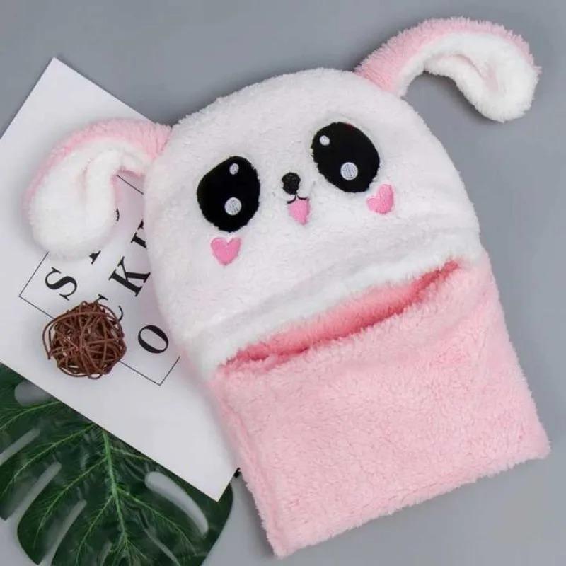 1-3PCS Fashionable Warm Cartoon Animal Winter Hat Set for Boy and Girl Windproof Soft Hat Scar for Kids School Essential