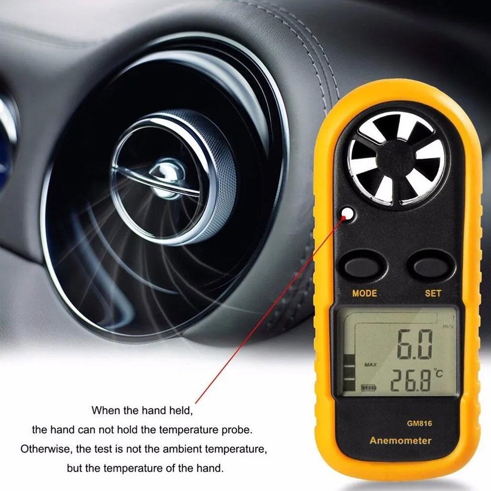 Digital Anemometer 0-30m/s Wind Speed Meter -10 ~ 45C Temperature Tester Anemometro with LCD Backlight Display