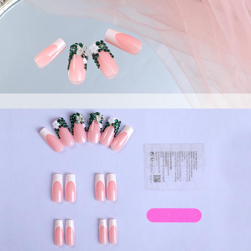 

Французский ручной работы изумрудный цветок-бабочка нейл-арт