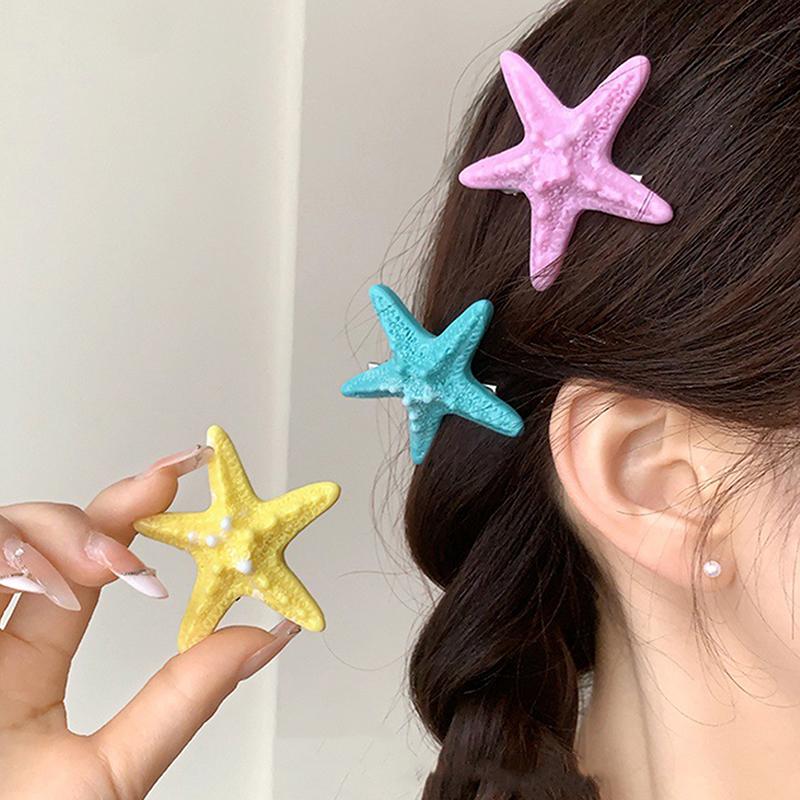 Y2K Blue Starfish Hairpin Summer Beach Vacation Hair Clip  Sweet Bangs Clip Girls Women Hair Accessories