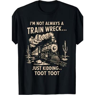 Europäische Größen Herren Spaßmuster T-Shirt - Lässiger Komfort Herren T-Shirts mit Zuggrafik, Humorvoll Regular Geeignet für Männer