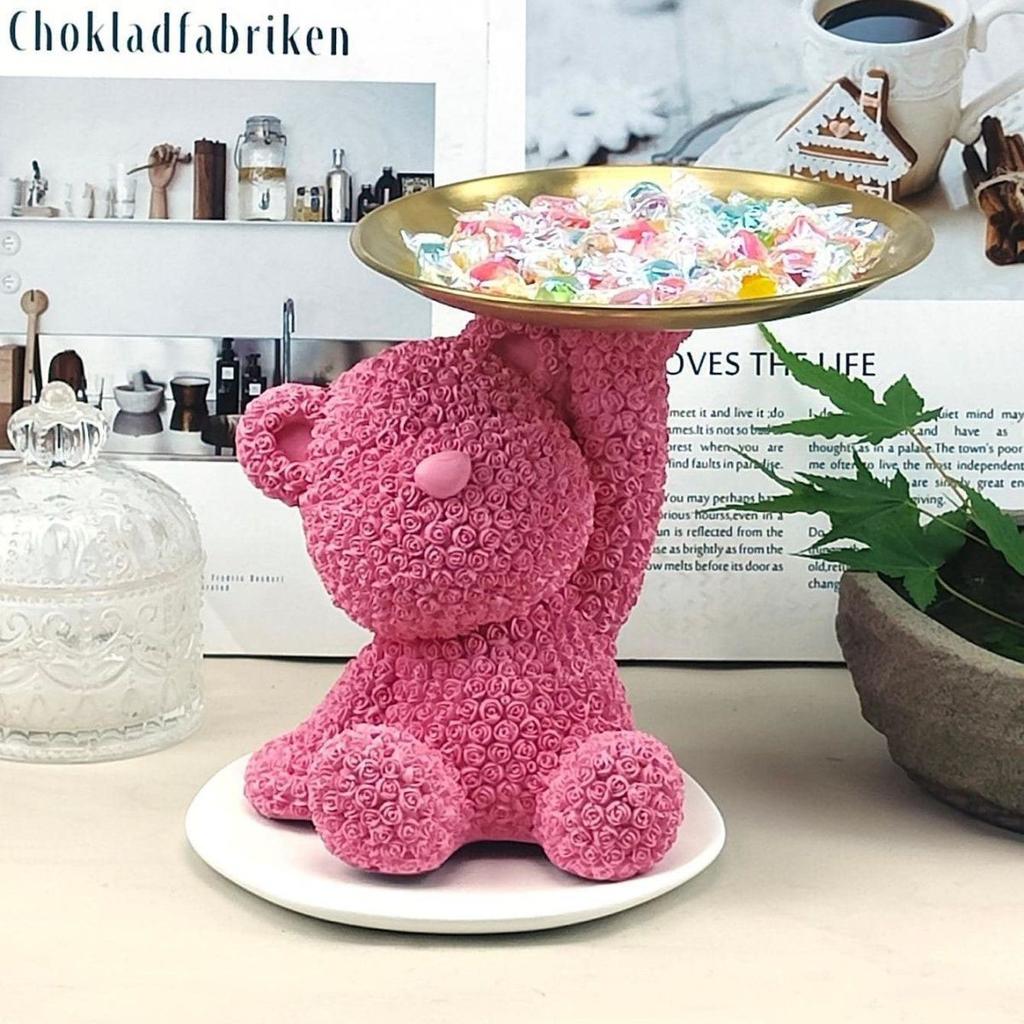 Kreatives Licht Luxus Violent Rose Bär Ornament Aufbewahrungstablett Wohnzimmer Schlafzimmer Weinschrank Dekoration Luxus Ornament