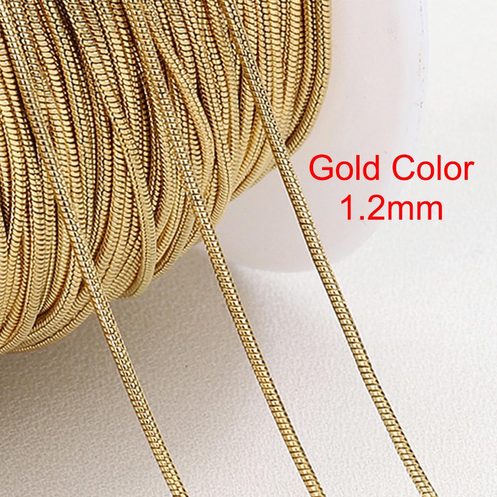 2Meters Stainless Steel Round Snake Chains for Necklace Bracelet Jewelry Making DIY Findings 0.9mm 1.2mm Chain Bulk Wholesale