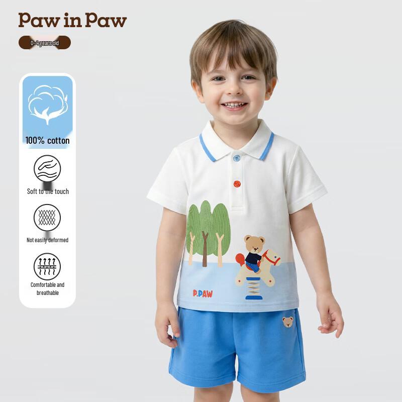 PawinPaw Boys  Cartoon Bear Casual Summer Outfit 90