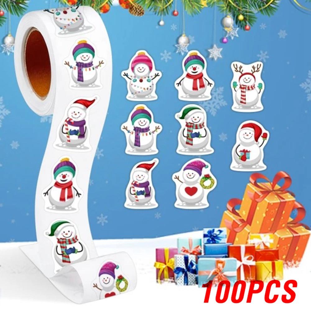 

100-500pcs Heterotypic Christmas Themed Snowmans Stickers 8 Designs DlY Decoration Gift Stickers Holiday Party Decoration Labels