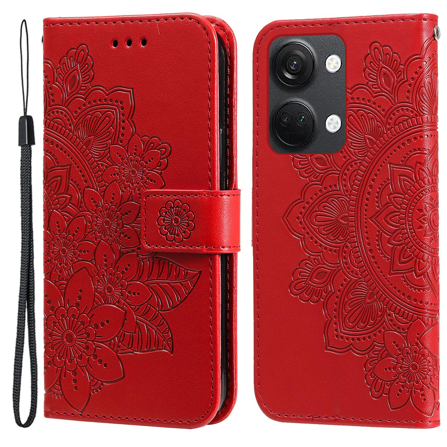 

Чохол-підставка для OnePlus Nord 3 5G/Ace 2V з квітковим тисненням, гаманець-чохол для телефону з ПУ шкіри Red