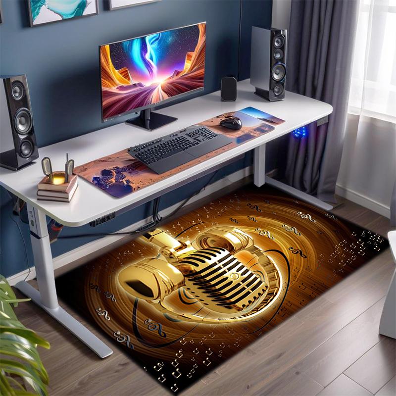 1Pc Musical elements Printed circular carpet, home door mat, outdoor travel protection carpet A10