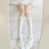 Jk Gray Calf Socks Girls Spring Girls Sweet Lace Medium Tube Socks Black Pile Socks Lolita Socks