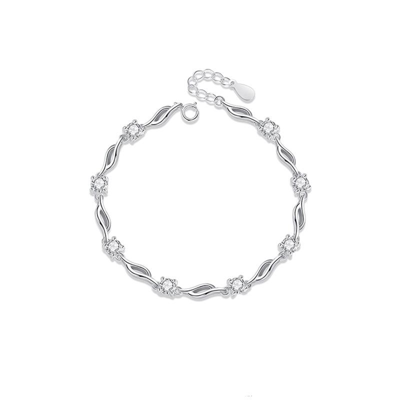 S925 Sterling Silver Crystal Love Bracelet for Women Ins 18k Gold Plated Fashionable New Crystal Bracelet