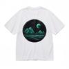 Men's Trend Classic T-Shirt Celestial Night Mountain Line Art Design Cotton Tee