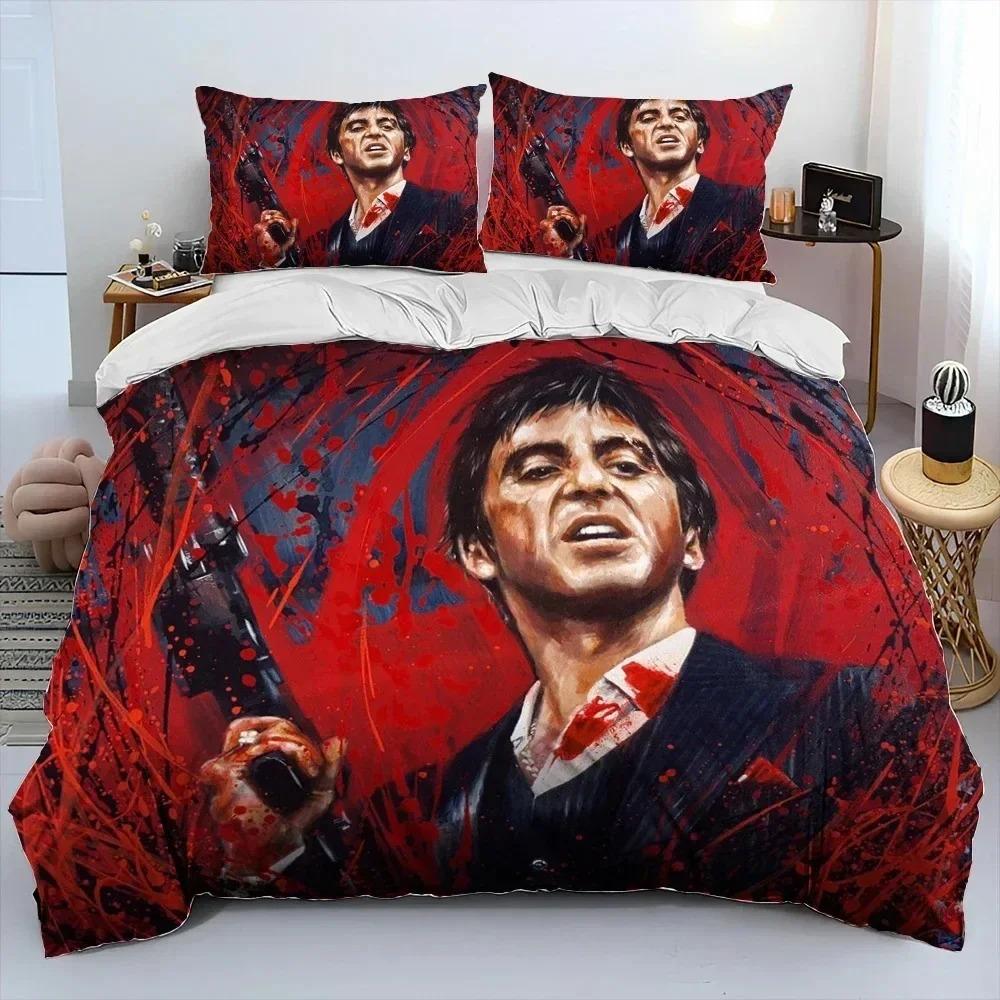 Juego de Ropa de Cama Tony de la Película Scarface Para Dormitorio Suave Moderno Colchas Cómodo Funda Nórdica Infantil Funda de Colcha y Funda de Almohada