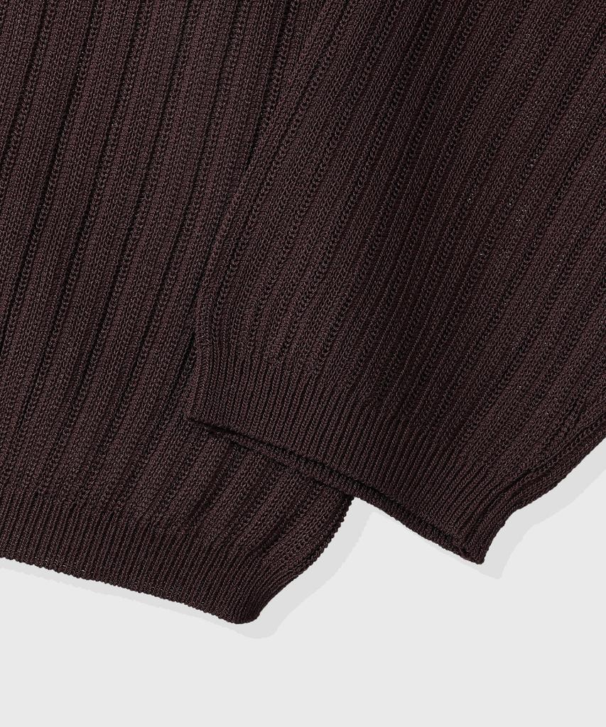 KIIMUIR Washable Cool Touch Henley Neck Crop Knit_Brown