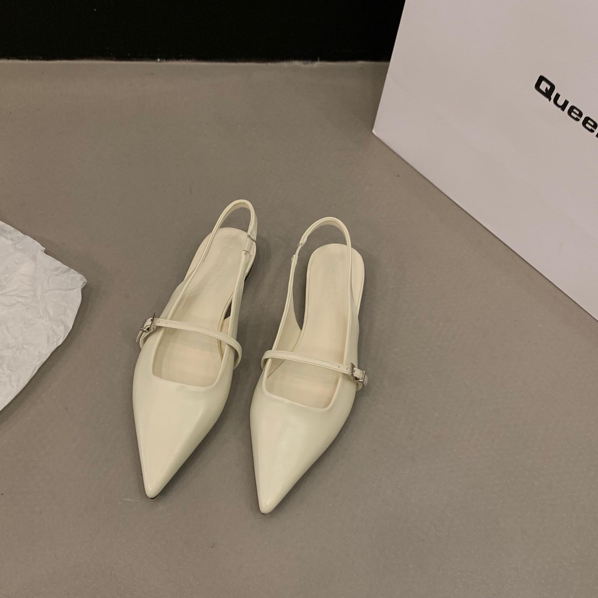 Flat bottomed versatile toe sandals fairy shoes 2026  new spring and summer pointed temperament niche single shoes 35 абрикосовый