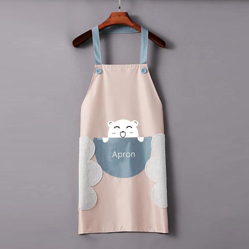 Kitchen Household Apron Anti-Fouling Hand-Wipeable Apron Stain-Resistant High-Looking Dining Apron Oil-Proof