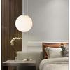 Modern Simple Single Head Milky White Glass Ball E27 LED Chandelier Living Room Dining Bedroom Kitchen Lighting