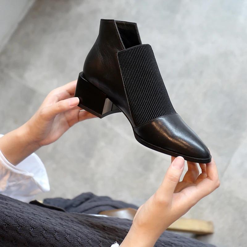 

Мода 2024 Новая весна Осень Женская обувь Женские ботинки Зимние ботильоны для женщин Zapatos De Mujer Женские ботинки на толстой подошве 40 чёрный