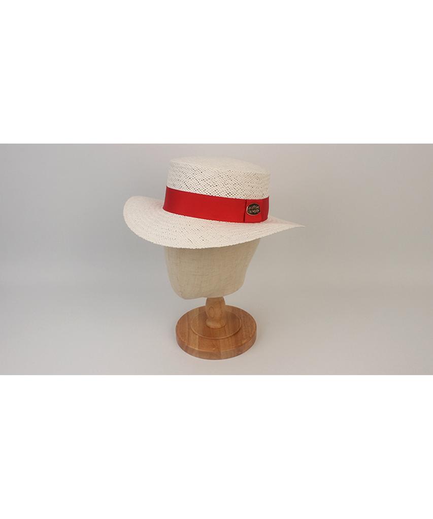 White Red Line Panama Hat