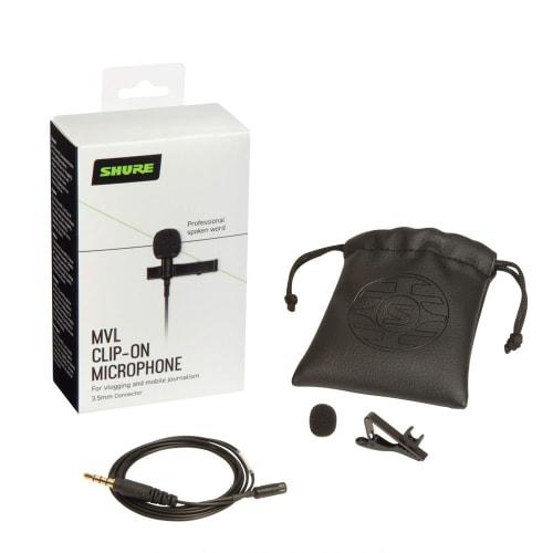 Shure MVL: MOTIV Series Condenser Lavalier Microphone for Live Broadcasting (MVL-3.5MM) [2-Year Manufacturer's Warranty] Black