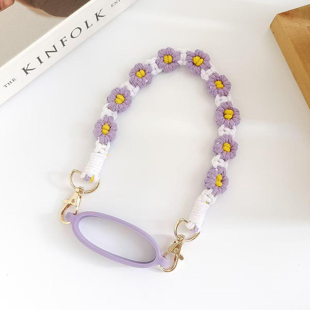 Handmade Daisy Woven Water Bottle Lanyard Strap