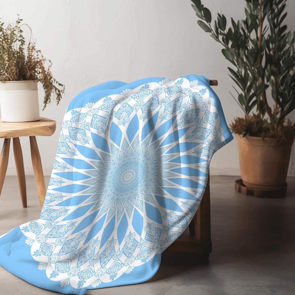 Boho Blue Paisley Pattern Throw Blanket Soft Fleece Bed Sofa Cover Decorative Throw Blanket for Couch Gift