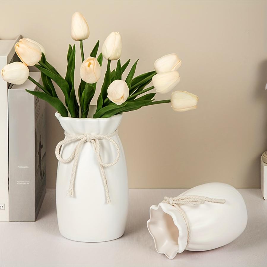 

1pc, Bohemian Style Home Decor Plastic Vase, European Style Reed Vase for Wedding, Dining Table, Living Room, Office, Bedroom - Decorative Gift S білий