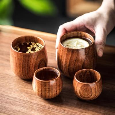 Japon Hurma Ahşap Bardaklar Masif Ahşap Kupalar Restoran Sake Bardakları Vintage Isı Yalıtımlı Paket Servis Bardakları Ev Tipi Çay Fincanları