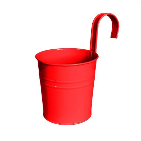 Medoc Hanging Metalen Planter Bloempot met Afneembare Haak Drainagegat Balkon Tuinhek Plantenbak Small rood